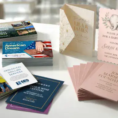 Postcards and invitations printing sample